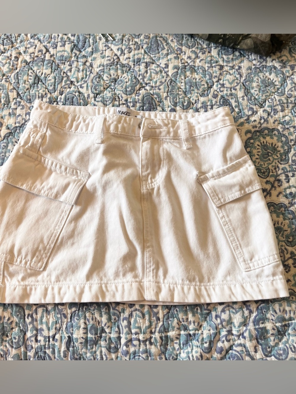Princess Polly Jean White Cargo Pocket Mini Skirt size 2